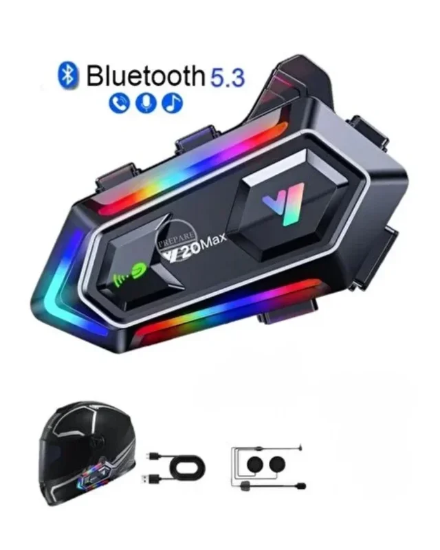 Bluetooth 5.3 Motosiklet Intercom 1000m Mesafe Rgb Işıklı
