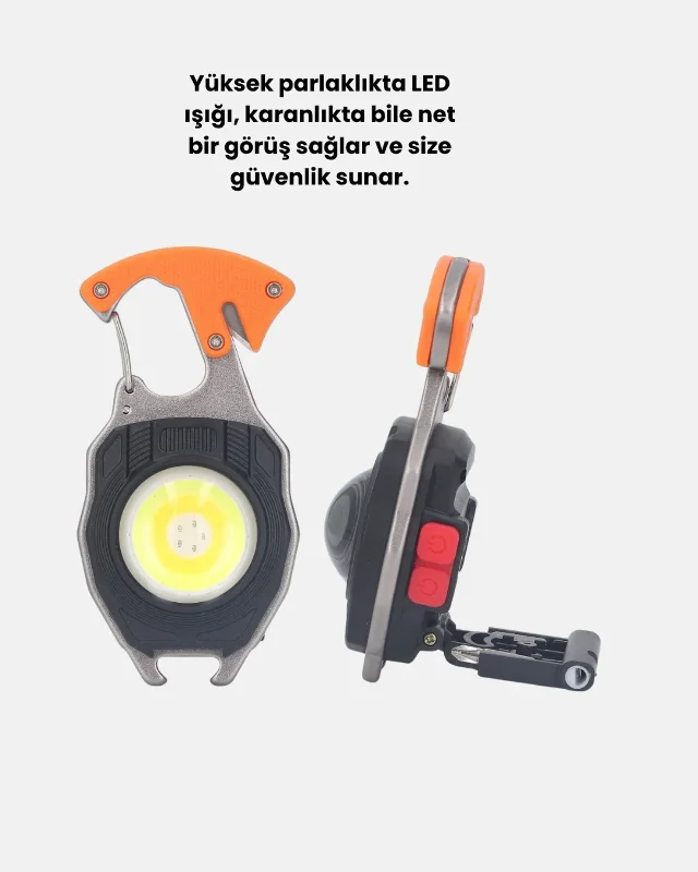 Kompakt Mini Led Fener Şişe Açacağı Ve Tornavida İle