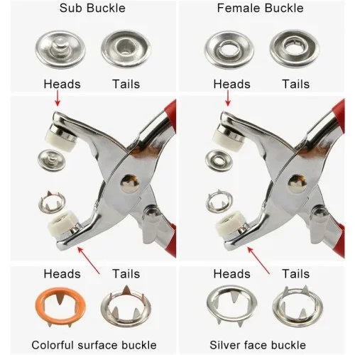 Pratik Metal Düğme Pensesi Ve 11 Mm Düğme Seti