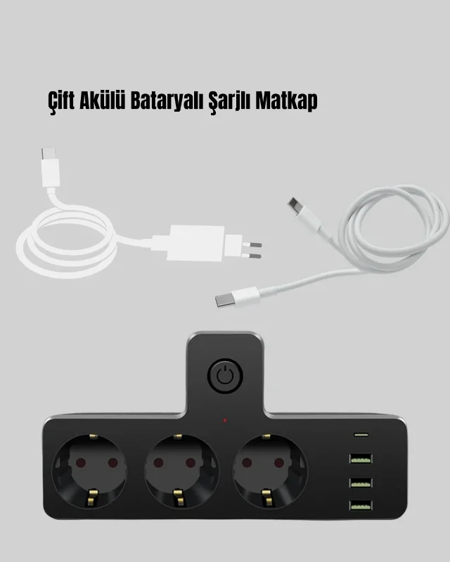 Anahtarlı Çoklu Priz Usb Ve Type-c Portlu 3 Adet