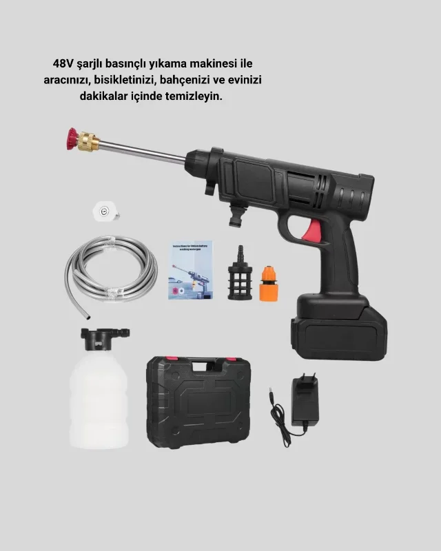 Taşınabilir Kablosuz Yıkama Makinesi 48v Güçlü Motor 2 Pil