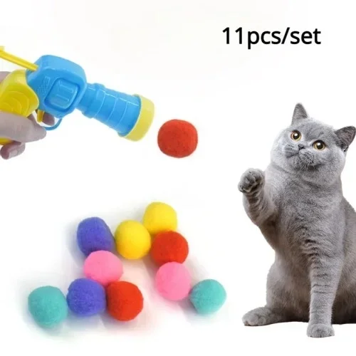 Eğlenceli Peluş Top Atan Kedi Oyuncağı 31 Parça Set