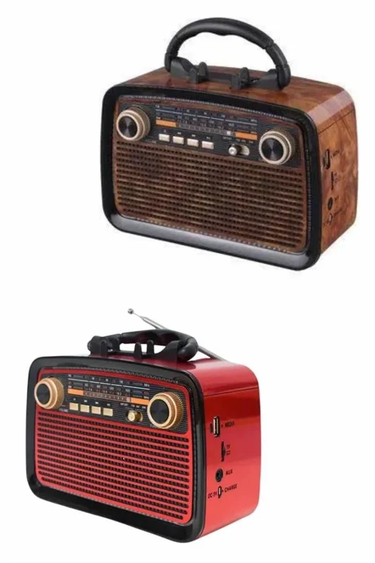 Bluetoothlu Ahşap Görünümlü Radyo 20x15x10 Cm Taşınabilir