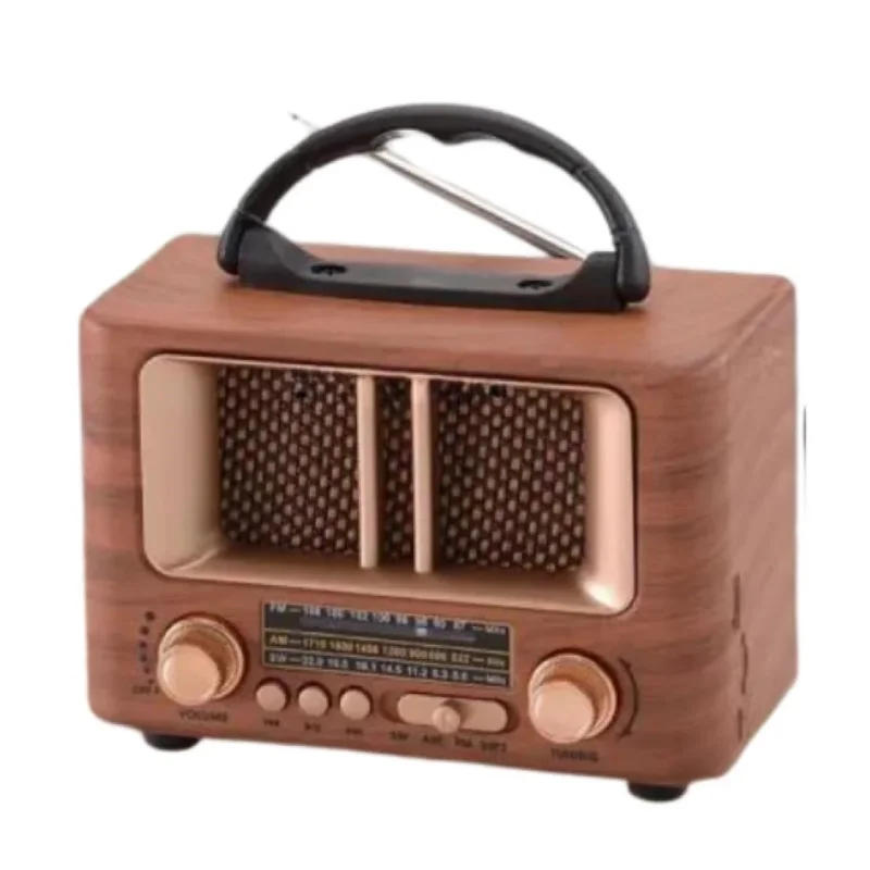 Retro Ahşap Tasarım Bluetooth Radyo Şarjlı Mini Boy