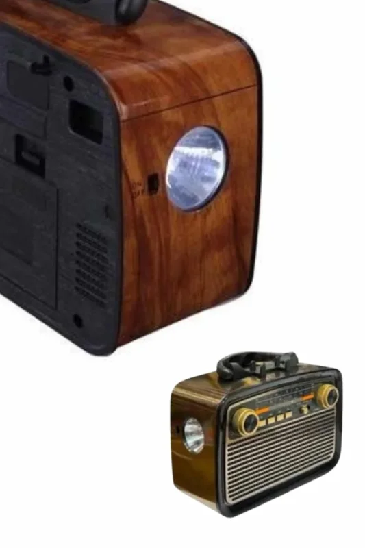 Taşınabilir Ahşap Radyo Usb Sd Girişli Led Fener