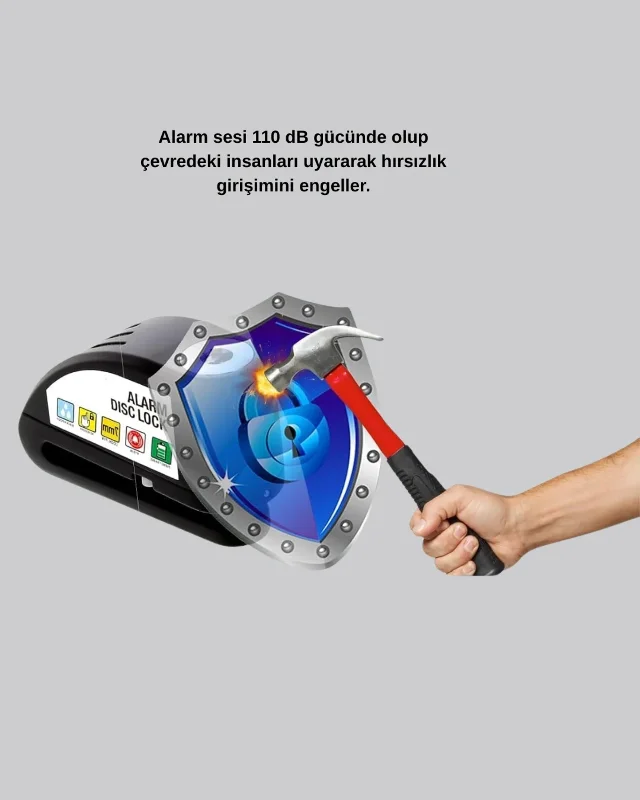 Güçlü Alarmlı Disk Fren Kilidi 110 Db Su Geçirmez Çelik