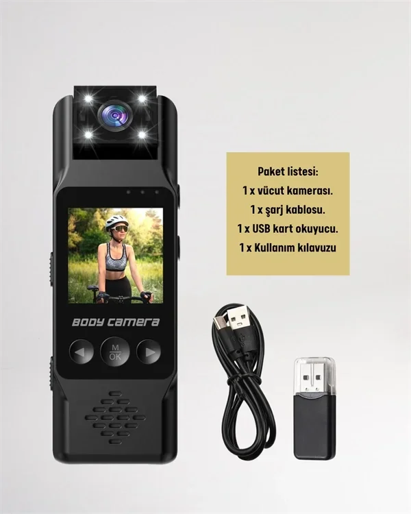 Kompakt Mini Kamera 180° Dönebilen Lens 1080p Video