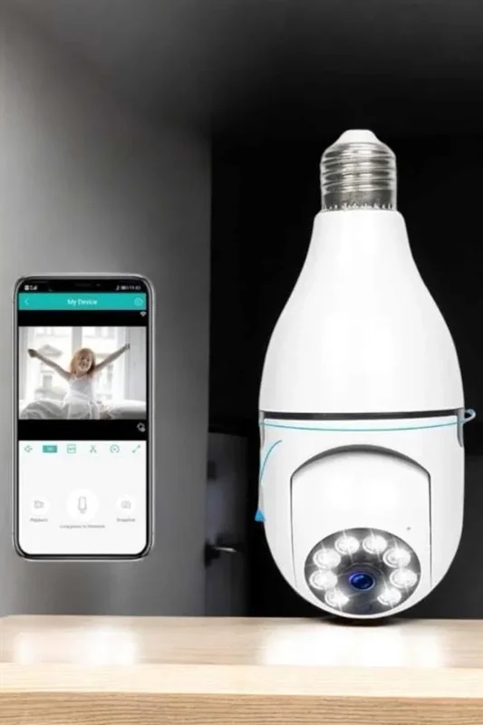 Dönebilen Wifi Bağlantılı Güvenlik Kamerası E27 Duy Tipi