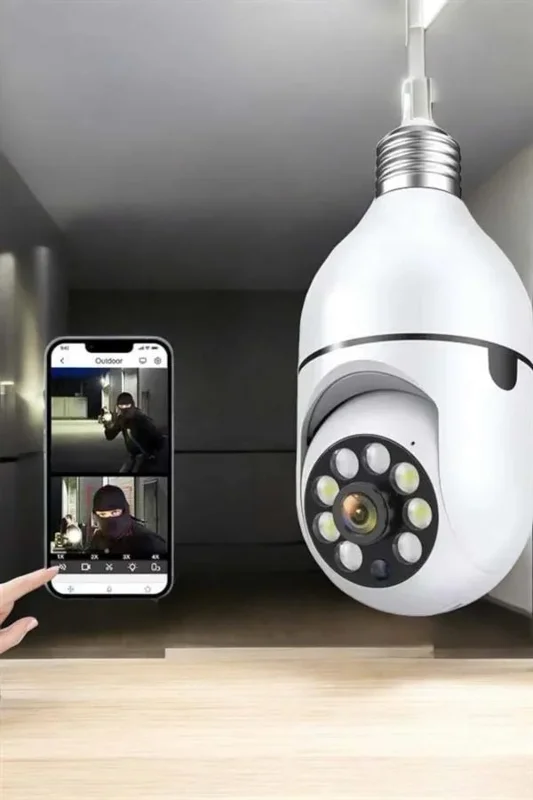 Akıllı 360 Derece Dönebilen Wifi Kamera Ampul Uyumlu