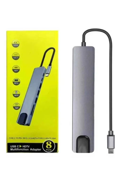 Usb Type-c 8 Girişli Hub Dönüştürücü - Macbook Pro Air Uyumlu