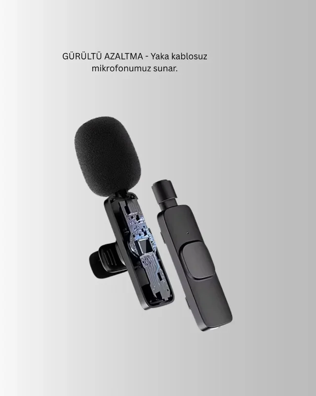 Kablosuz Yaka Mikrofon Seti İphone Uyumlu 2 Adet