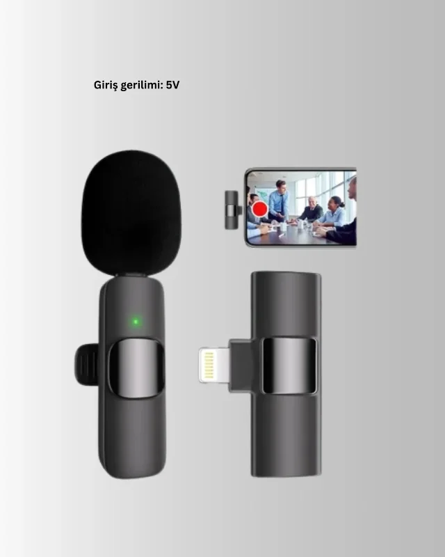 Kablosuz Yaka Mikrofon Seti İphone Uyumlu 2 Adet