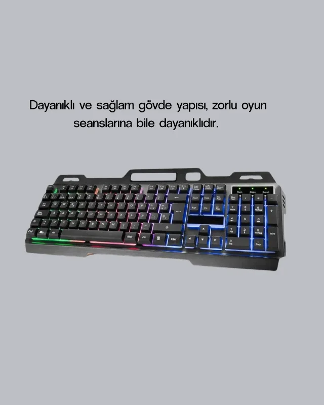 Ergonomik Rgb Klavye Mouse Seti Usb Bağlantılı Türkçe Q