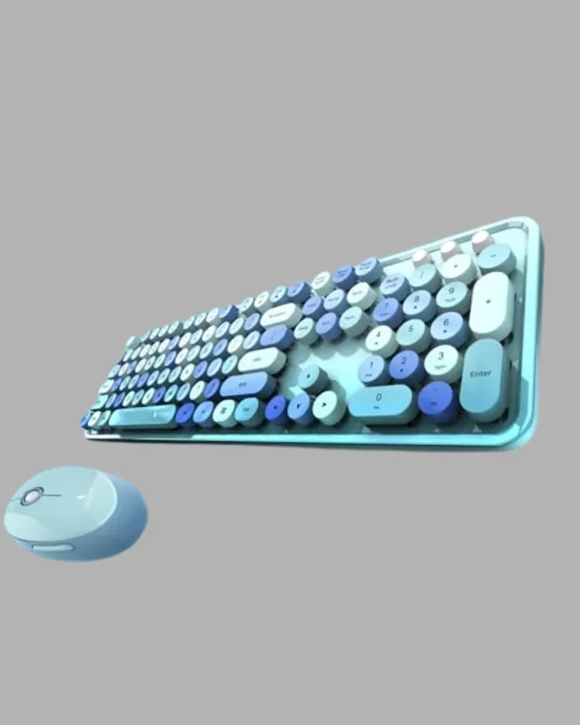 Sevimli Tasarımlı Kablosuz Klavye Ve Mouse Seti 104 Tuşlu