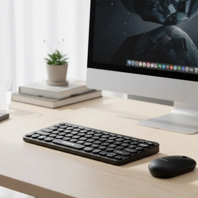 Lacivert Kablosuz Bluetooth Klavye Mouse Seti 2'li Taşınabilir