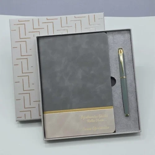 Özel Tasarım Deri Defter Ve Kalem Seti 1 Adet