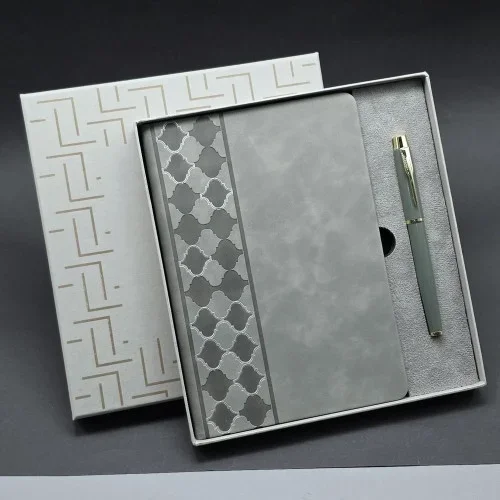 Şık Gri Defter Ve Metal Kalem Seti 1 Adet