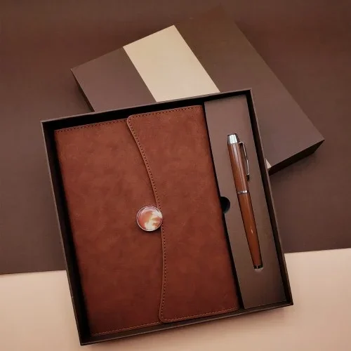 Şık Tasarımlı Deri Defter Ve Metal Kalem Seti 1 Adet
