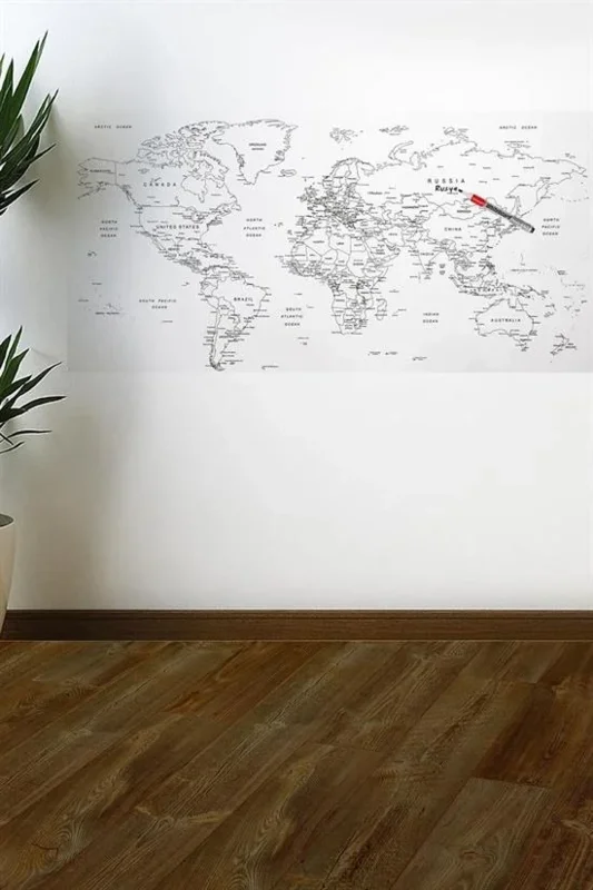 Manyetik Yazılabilir Dünya Haritası 110 X 56 Cm Ofis Dekoru
