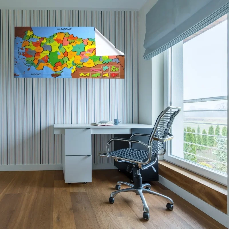 Manyetik Yapıştırıcı Gerektirmeyen Renkli Türkiye Haritası 118x56 Cm