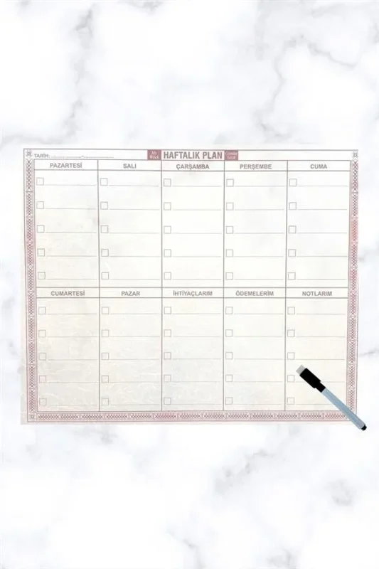 Kendiliğinden Yapışkanlı Haftalık Planlayıcı 40cm-50cm