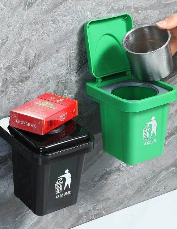 Kapaklı Küllük Çöp Kovası Duvara Monte 1 Adet