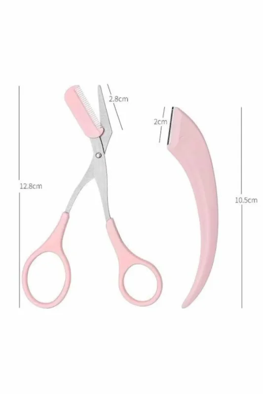 Paslanmaz Çelik Kaş Düzeltici Seti 12.5 Cm Makas Ve 12 Cm Ustura