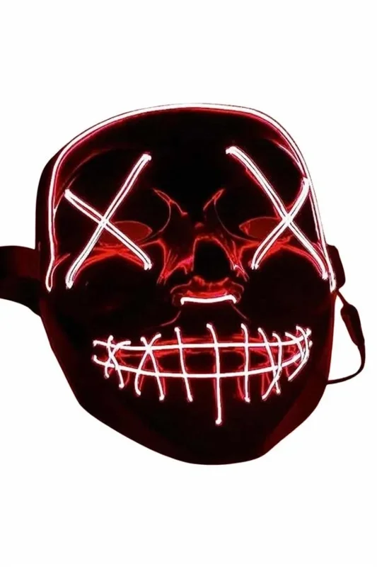 Etkileyici Işıklı Led Maske 2 Adet Aa Pil İle Parti Eğlence İçin