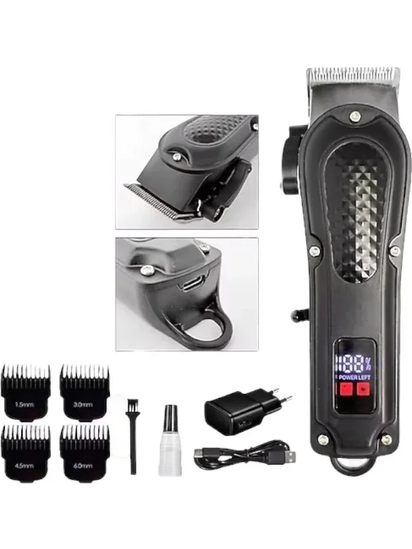 Ergonomik Tıraş Makinesi 750 Şarj Edilebilir Tarak Başlıkları İle