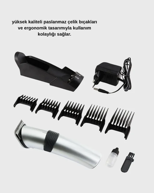 Profesyonel Saç Ve Sakal Kesme Makinesi - Şarjlı Ve Paslanmaz Çelik Bıçak