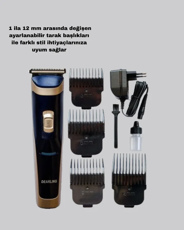 Ergonomik Şarjlı Saç Ve Sakal Tıraş Makinesi 1-12 Mm Tarak Başlıkları