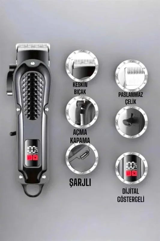 Taşınabilir Tıraş Makinesi Değiştirilebilir Tarak Başlıkları İle