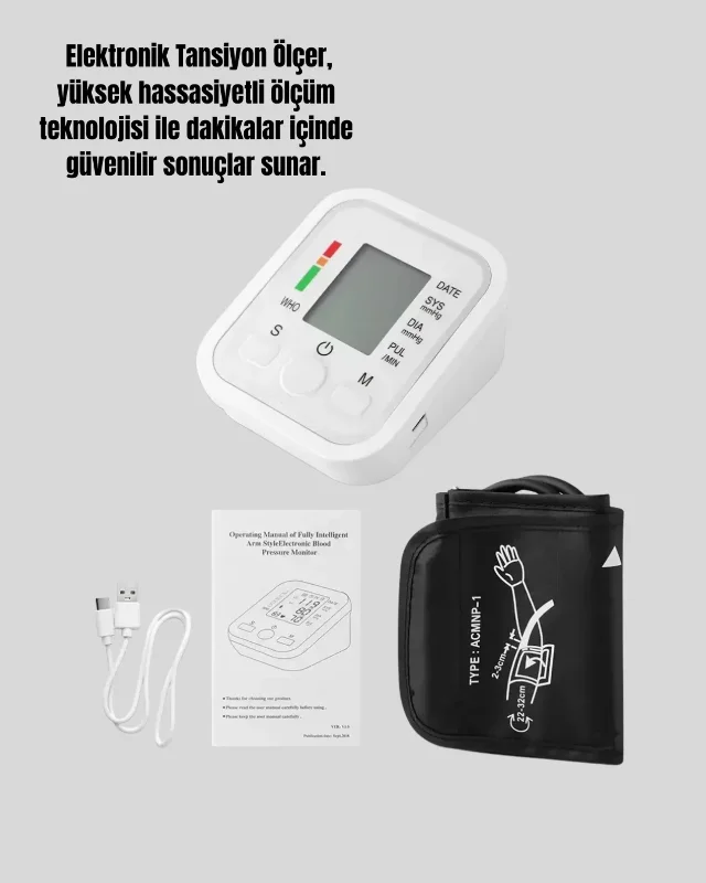 Dijital Tansiyon Ölçer 99 Hafıza İle Modern Tasarım