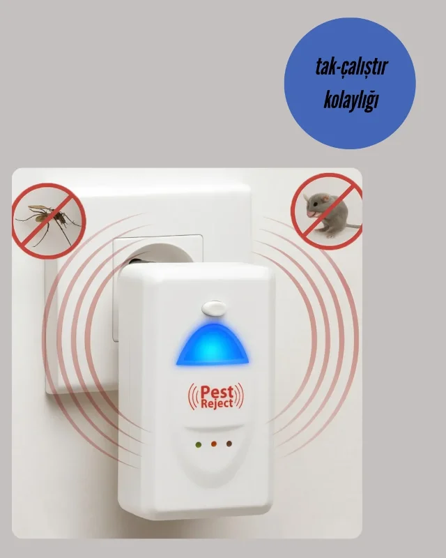 Sessiz Enerji Tasarruflu Ultrasonik Haşere Kovucu 120-150 M²