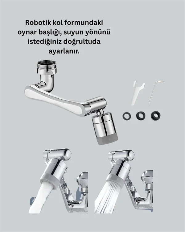 Hareketli Su Modlu Musluk Başlığı 3 Eklemli 1080° Lavabo Aparatı