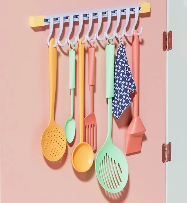 Pratik Raylı Kancalı Askı 30 Cm Mutfak Ve Banyo Düzenleyici