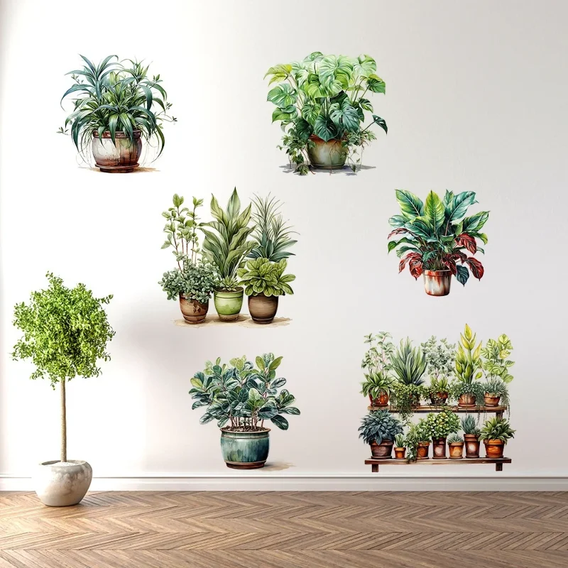 Renkli Sticker Saksılı Çiçek 6'lı Set