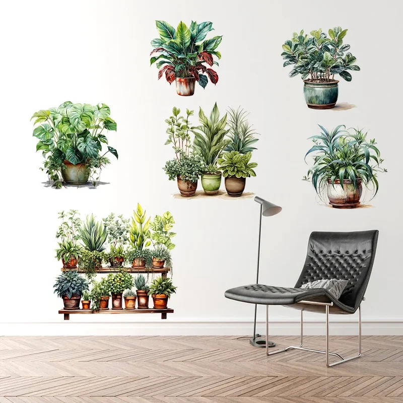 Renkli Sticker Saksılı Çiçek 6'lı Set