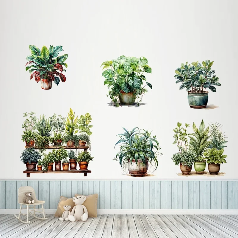 Renkli Sticker Saksılı Çiçek 6'lı Set