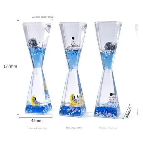 Eğlenceli Uzay Temalı Dökülen Yağ Kum Saati 17.4 Cm