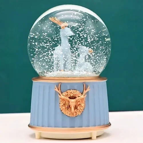 Minimalist Geyik Kar Küresi Küçük Boy Dekor