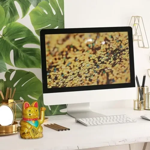 Şanslı Kedi Altın Rengi 16 Cm Dekoratif Figür