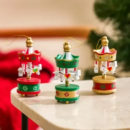Ahşap Atlı Karınca Yılbaşı Süsü 6'lı Set
