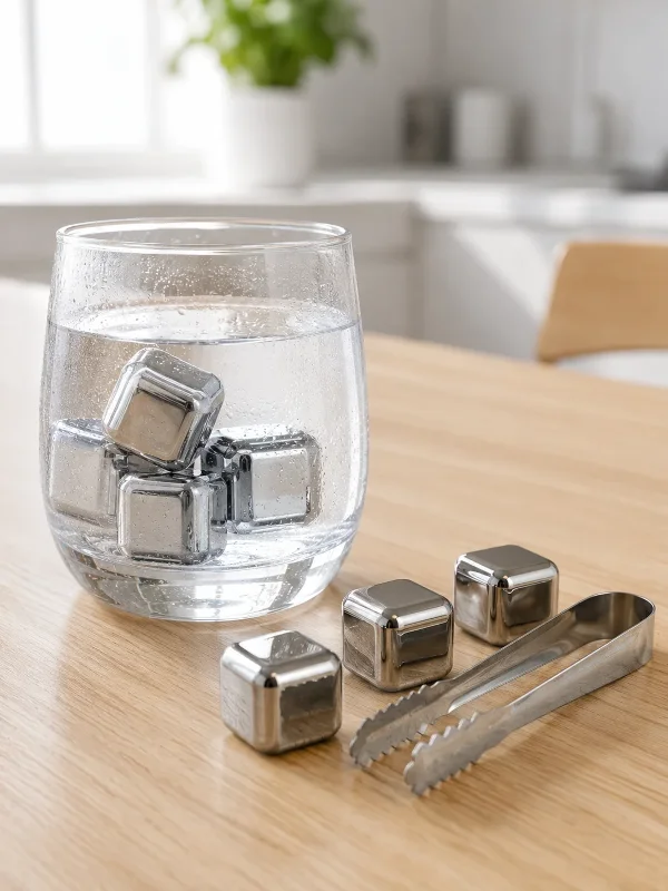 Metal Buz Küpü Seti Ve Buz Klipsi 4 Adet İçecek Soğutma