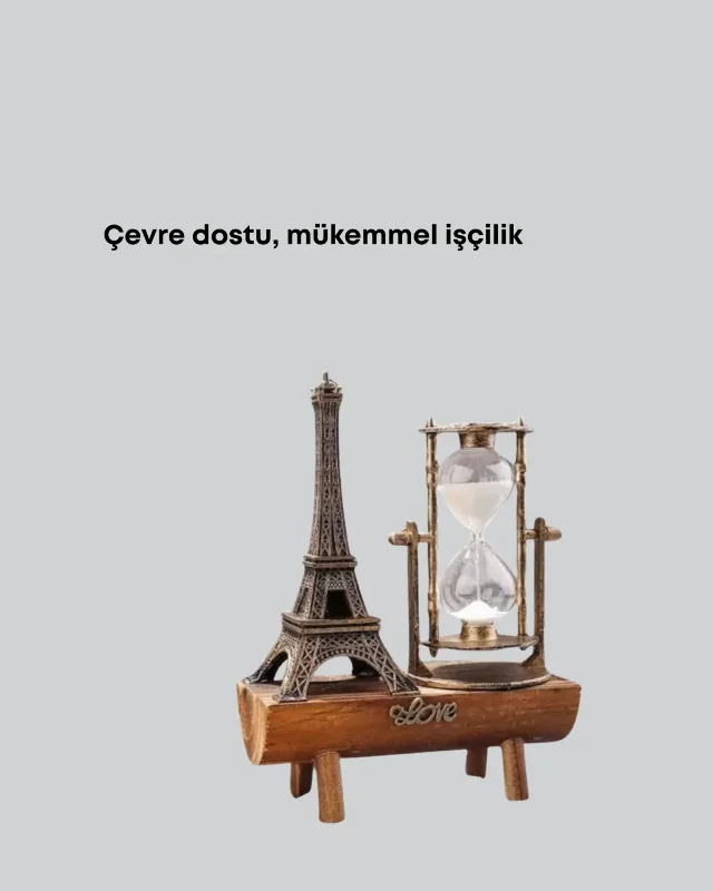 Vintage Tasarımlı Ahşap Kum Saati 15x20 Cm Masa Dekoru