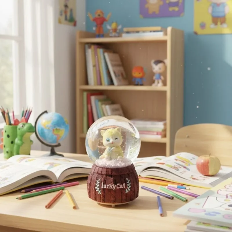 Eğlenceli Pilli Işıklı Kar Küresi 1 Adet Masaüstü Biblo