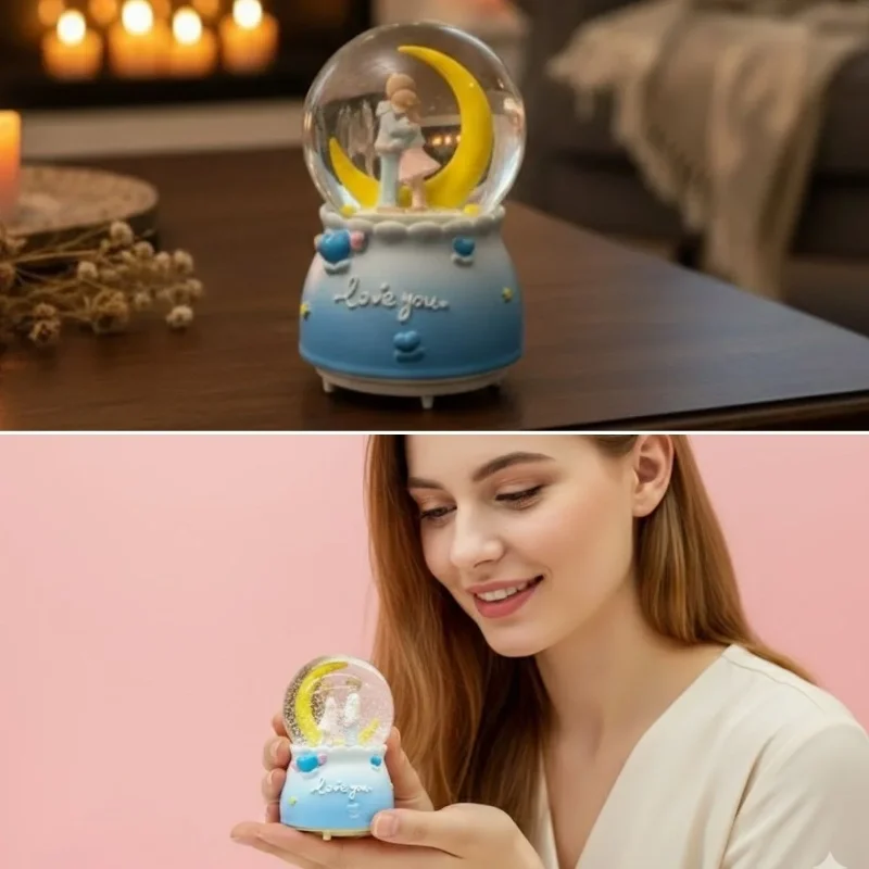 Romantik Müzikli Kar Küresi Led Işıklı 1 Adet Masaüstü Dekor