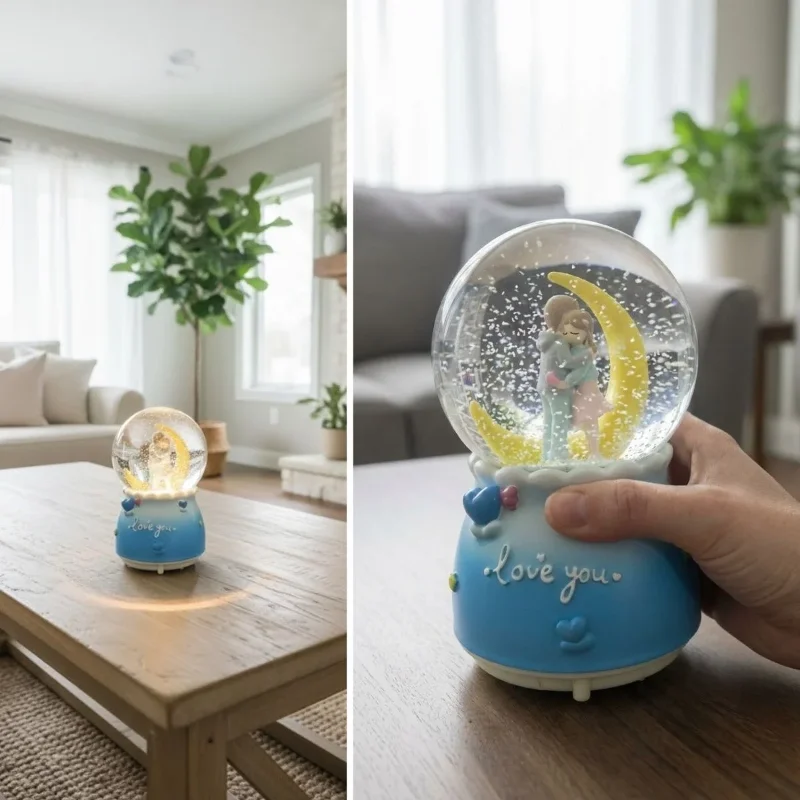 Romantik Müzikli Kar Küresi Led Işıklı 1 Adet Masaüstü Dekor
