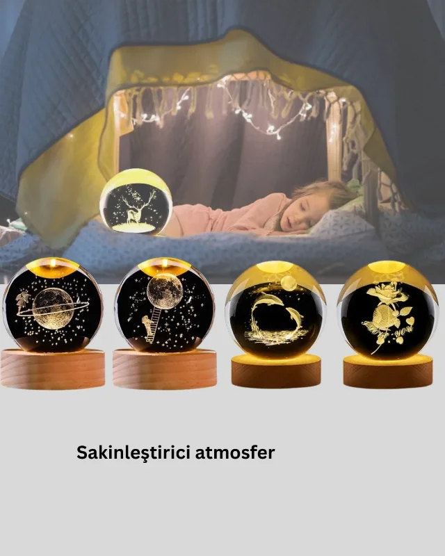 Minimalist Geyik Figürlü Kristal Küre 10 Cm Dekoratif Obje