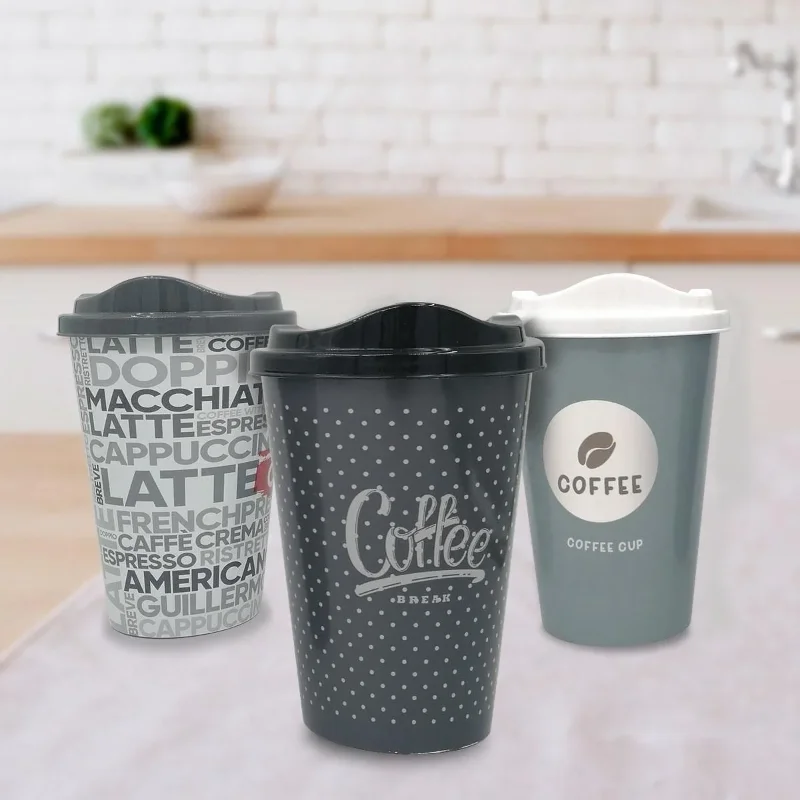 Dekoratif Kapaklı Kahve Bardağı Seti 3 Adet Plastik